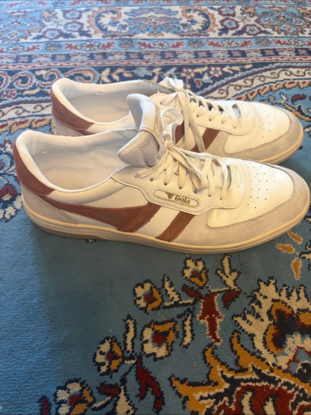 Gola Hawk CMB36 Men’s Size 12 White Brown Leather Suede Retro Sneakers